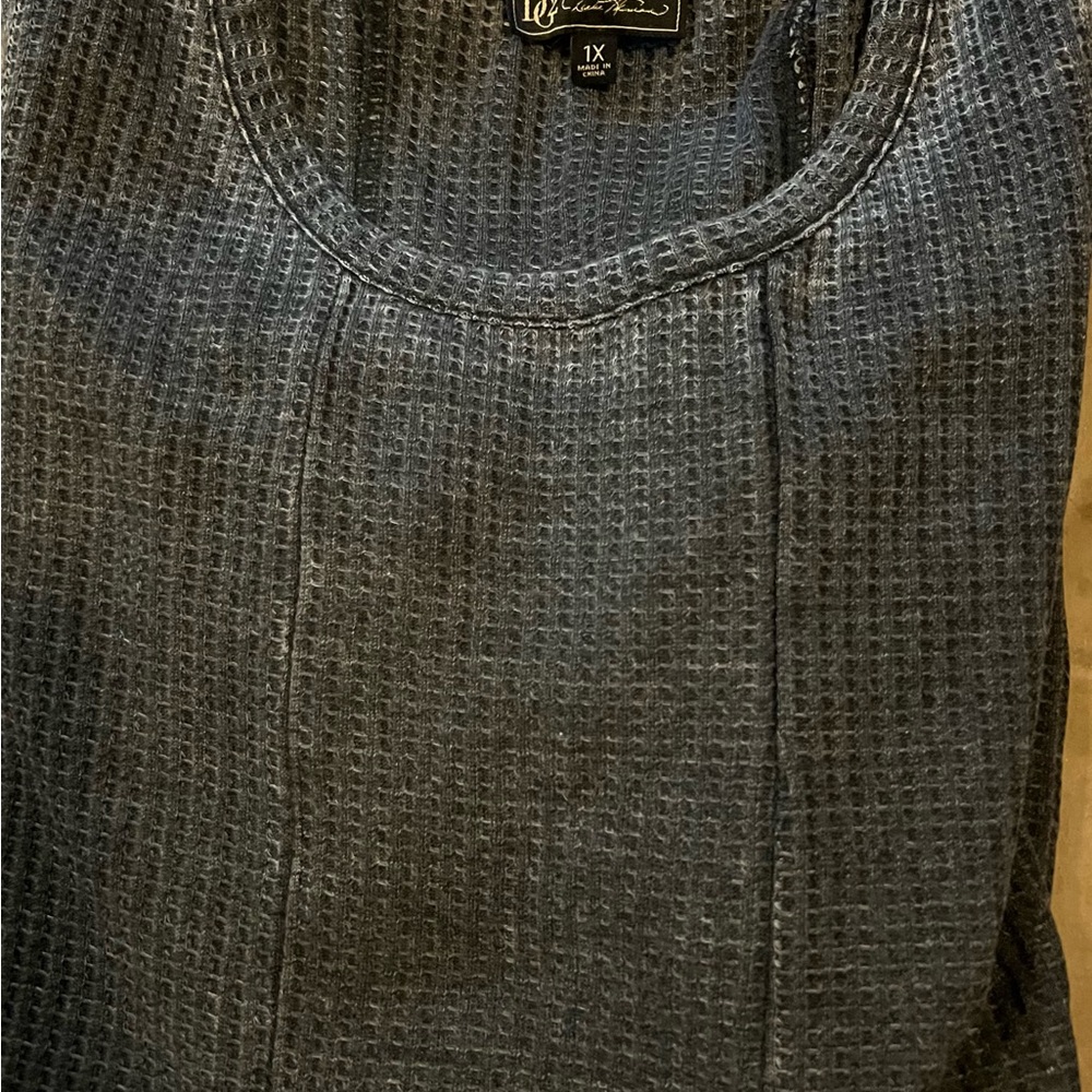 Blue Waffle Knit Top